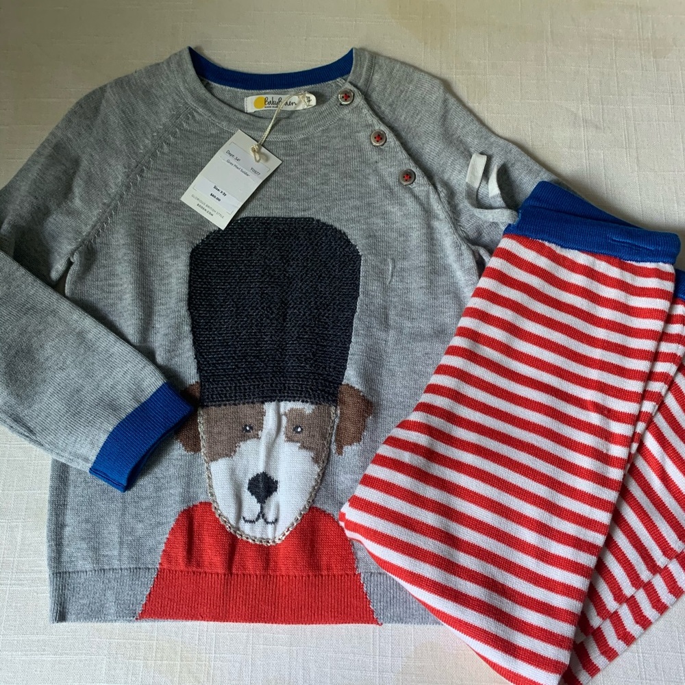 Baby Boden - 2 Piece Gray Marl Solider Outfit